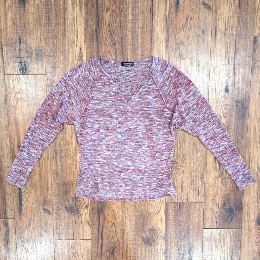 Fashion Nova Women's Purple Marled Long Sleeve V-Neck Pullover Sweater Small S